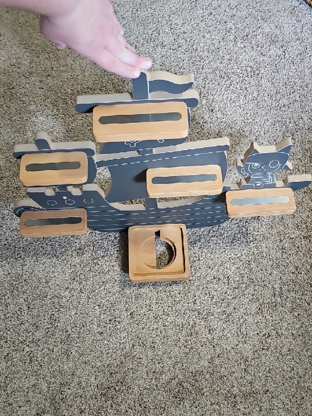 Tonie Pirate Ship Wall Shelf - Gray & Natural Wood - Picture 2 of 2